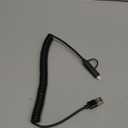 USB to USB-C and Lightning Cable Combo 2 in 1 Coiled Cable Support Apple Carplay & Android Auto [MFi & 3A Fast Charge & Data Sync] Coiled Lightning and USB C Cable for iPhone 17/16/15/14/13/12/Android