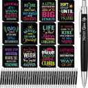 Yeaqee 72 Pcs Motivational Pens Notepads Gifts Set Inspirational Quote Ballpoint Pen Small Notebook Mini Journal Bulk Present Idea for Teacher Coworker Gifts Women Office School(Inspirational)