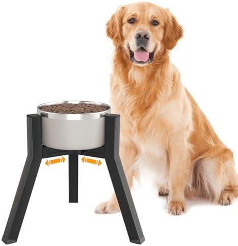 TIDANT Dog Bowl Stand for Medium Large Dogs, Adjustable Width Elevated Dog Bowls 7-10.6", Raised Dog Food Water Bowls, 11 inch Tall Single Holder, Black,Bowl Not Included
