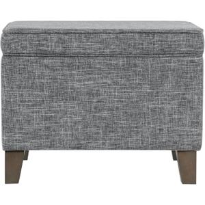 HomePop Home Decor | Medium Square Storage Ottoman with Hinged Lid | Ottoman with Storage for Living Room & Bedroom, Grey