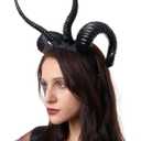 Spooktacular Creations Halloween Black Devil Horns Headband, Devil Horn Headpiece Cosplay Costume for Halloween Accessories, Party Dress up Headgear