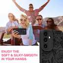 OOK Compatible with Samsung Galaxy S25 5G Case, Silicone Black Flowers Floral Rose Cute Pattern, TPU Camera Protection Soft Slim Shockproof Phone Cover for Women Girls- Black Rose