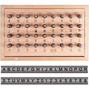 PH PandaHall Iron Number Alphabet Punch Sets, 36pcs 1.5mm(1/16 inch) Uppercase Alphabet A to Z, Number 0 to 8 and Symbol & Metal Stamp Punch Tool Kit for DIY Jewelry Making, Black