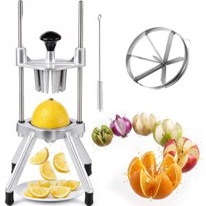 Commercial Lemon Cutte Wedger Fruit Lime Slicer Cutter Stainless Steel Blade Commercial Vegetable Chopper Dicer Lemon Cutter for Home Bar Restaurant Lemons Limes Tomatoe Potatoe (6 Wedger)
