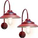 Goodeco Solar Barn Lights Outdoor - Glows White, Outdoor Wall Lights with Motion Sensor & One Clear Glass LED Edison Bulb, No Wiring, Ideal Gifts for Patio Porch Deck & More, Red (2 Pack)