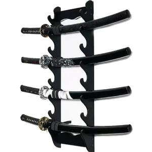 Sword Rack Wall Mount Holder, 8 Tier Wooden Sword Stand Display Hanger for Katana, Wakizashi, Flute Fishing Rod Storage (8-Tier) Sword Rack Wall Mount Holder, 8 Tier Wooden Sword Stand Display Hanger for Katana, Wakizashi, Flute Fishing Rod Storage (8-Tier)