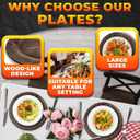 Plastic Chargers for Dinner Plates Set of 4 - Large 13" Round Design -Colorfast and Elegant, Suitable for Dinner Settings, Weddings | Summer Table Decor, Great Gifts for Mom, Faux Wood Charger Plates