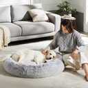 Calming Dog Bed & Cat Bed, Anti-Anxiety Donut Dog Cuddler Bed, Warming Cozy Soft Dog Round Bed, Fluffy Faux Fur Plush Dog Cat Cushion Bed for Small Medium Dogs and Cats, Size: 36.0"l x 36.0"w x 8.0"th