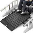 3FT Portable Wheelchair Ramp with Handle, Non-Slip Aluminum Folding Handicap Wheelchair Ramp for Home, Doorways, Thresholds, Steps, Curbs, Stairs, 800 LBS Capacity (3FT(Using height 3"-9"))