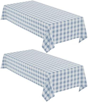 Maymiss Checkered Tablecloth Rectangle, 2 Pack Gingham Table Cloths Waterproof Wrinkle Free Buffalo Plaid Table Covers Washable for Dining, Parties & Outdoor Picnic(Light Blue and White, 60"×84") Pack of 3