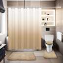 Beige Bathroom Sets with Shower Curtain and Rugs Waterproof Shower Curtain 1 Piece and Soft Bathroom Rugs 3 Piece for Luxury Bathroom Decor