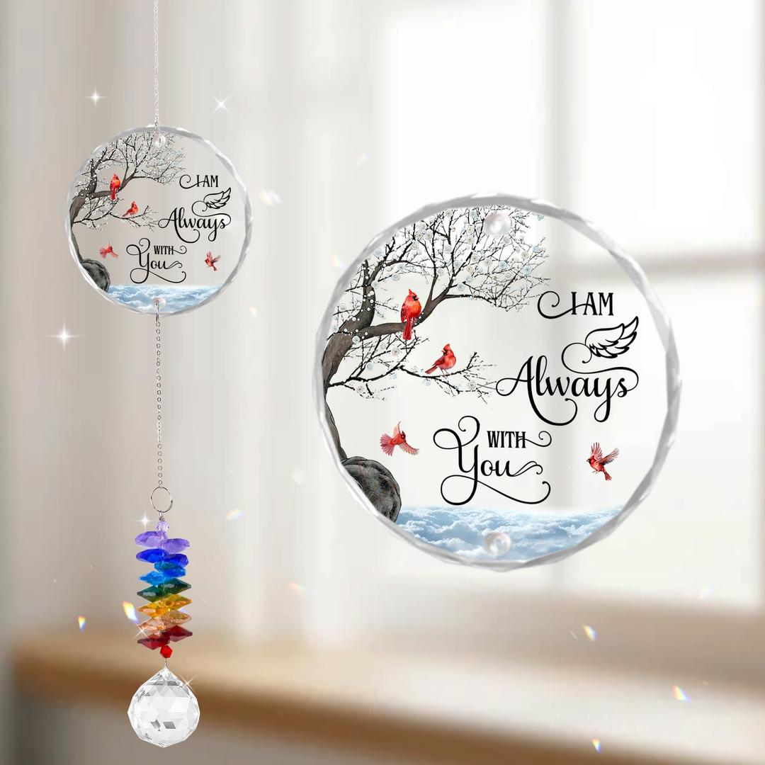 GIFTELIX Glass Ornament Suncatcher - I am Always with You - Sympathy Gift for Loss of Loved One - Grief Gifts - Heaven Funeral Keepsake - Mother's Day for Mom Dad Grandpa Grandma