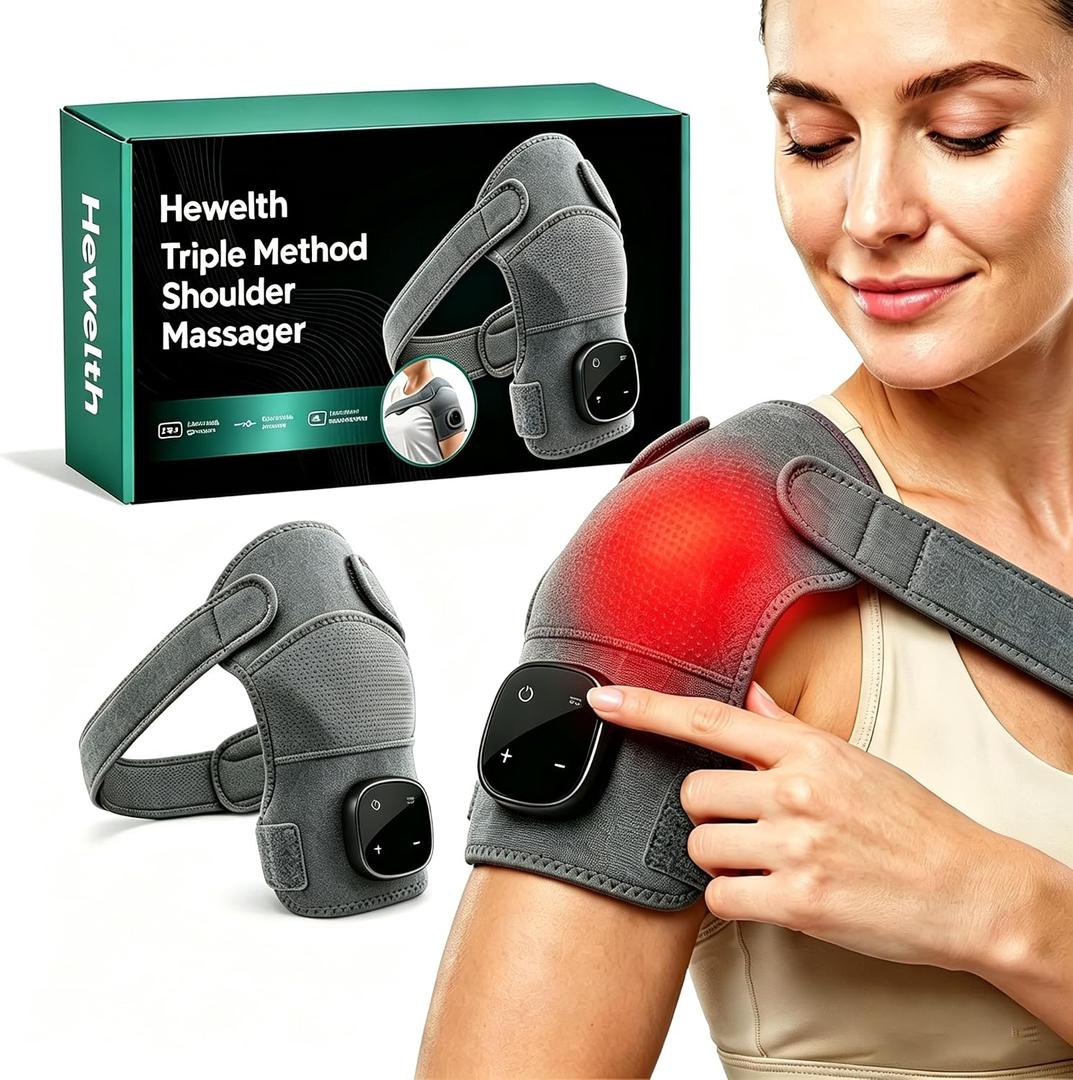 Triple Method Shoulder Massager, with Heat Compression & Vibration, Triple Therapy Shoulder Massager for Shoulder Pain Relief and Muscle Relaxation