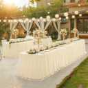 6ft Champagne Tulle Tablecloths for Rectangle Tables Stretch Rectangular Table Cloths Wrinkle Free 6 Foot Spandex Table Cover with Tutu Skirt for Wedding Birthday Party Banquet Buffet Cake Desk Skirt