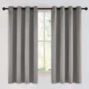 NICETOWN Chrome Gray Bedroom Curtains 63 inch Length 2 Panels, Grommet Window Treatment Thermal Insulated Solid Faux Silk Room Darkening Drapes for Kids Room, W52 x L63