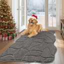 Large Dog Door Mat for Muddy Paws, 32x47 Absorbent Dirt Trapper Long Door Mat, Non-Slip Washable Mud Mat for Dogs, Polyester Microfiber Soft Pet Rug Mat for Entryway, Mud Dog Paws, Patio (Gray)