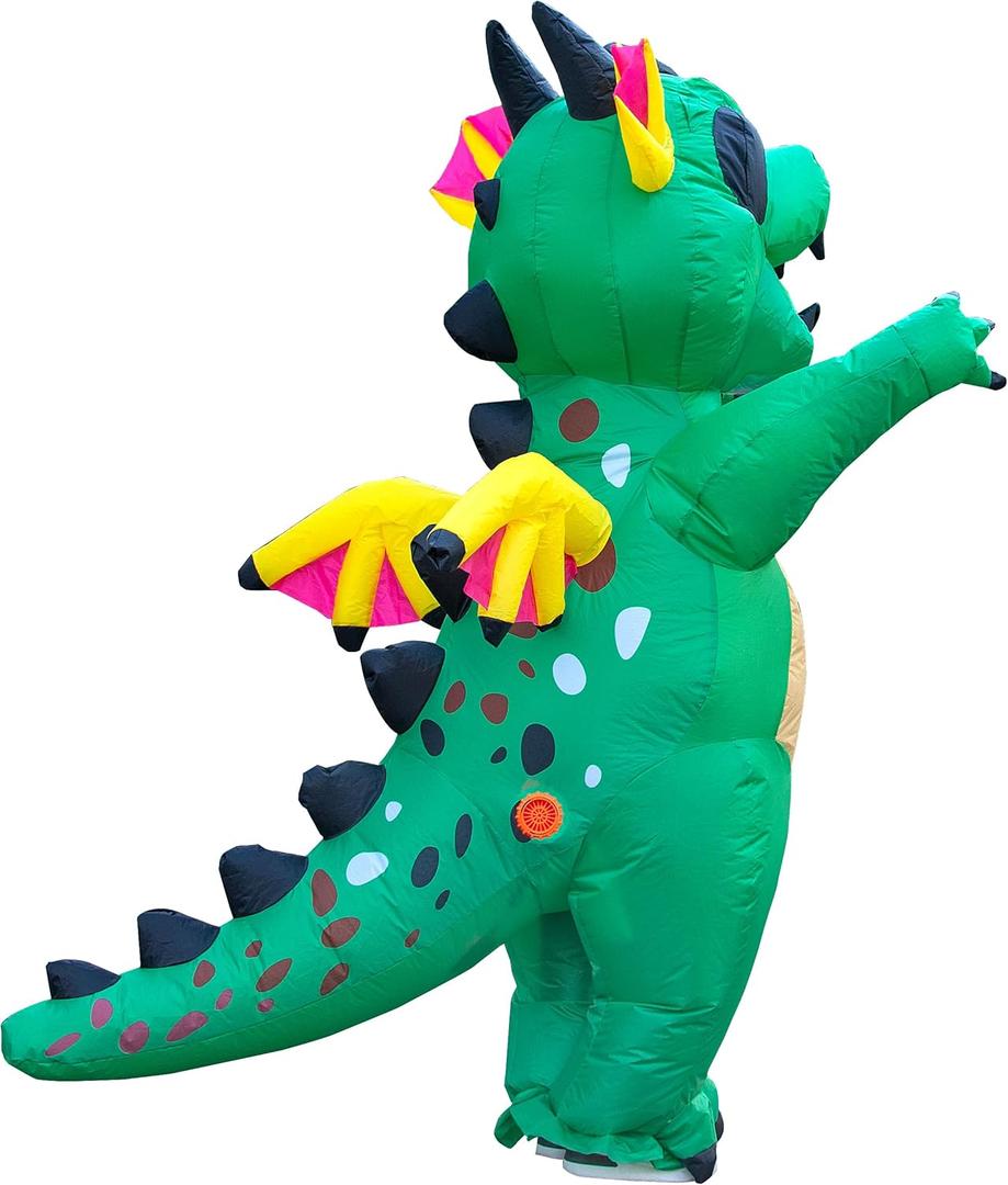 Winged Flying Inflatable Dinosaur Costume Men Adult Size Blow Up Halloween Suit Unisex Suitable (Green)