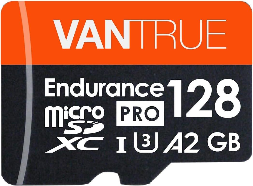 Vantrue 128GB U3 microSDXC UHS-I 4K UHD Video Monitoring Memory Card with Adapter for Dash Cams, Body Cams, Action Camera, Other Surveillance & Security Cams