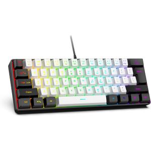 61-Key Compact RGB Gaming Keyboard – 60% Layout, Ergonomic Membrane Keys, 8-Color Backlight, Plug & Play for PC/Laptop (Windows 10/8/7)