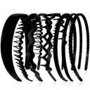 AHONEY 7 Pack Black Headbands for Women Mens Headbands with Teeth Non Slip Hairbands for Women's Hair Accessories Comb Headband Diademas Para Mujer (Black)