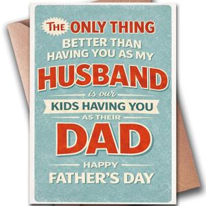 3 x Hqulpr Greeting Card, Funny Father's Day Card for Husband from Wife, Father's Dad Card, Fathers Day Present, 7x5 inches