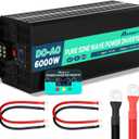 6000W Pure Sine Wave Inverter 12V DC to 110V AC with Wireless Remote Control LCD Display 4 AC Outlets, 1 USB and Terminal Blocks for RV Truck Cabin Off Grid