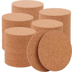 shells 120 Pcs Cork Coaster for Drinks 3.5 Inch Round Edge Coasters Bulk Absorbent Heat Resistant Coasters Blank Reusable Tea or Coffee Cork Coaster for Glass Cup Mug Office Home Table Decor, Wood