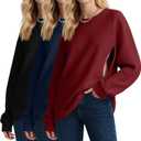 Oakgarden 3 Pack Women's Oversized Nursing Tops, Waffle Knit Breastfeeding Zipper Sweatshirt Long Sleeve Maternity Shirts (X-Large, Wine Red, Navy Blue, Black)