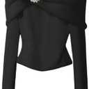 GORGLITTER Women's Dressy Cozy Fall Sweaters Trendy Long Sleeve Knitted Fold Over Pullover Top. Size Large