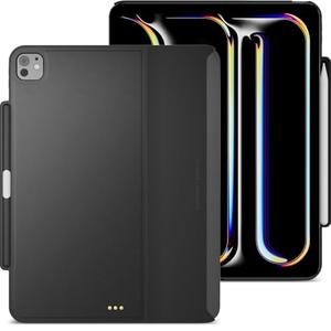 MAGEASY CoverBuddy for M4 iPad Pro 13" (2024) - iPad Pro Case Compatible with Magic Keyboard for iPad Pro (M4), Enhanced Thickness & Heat Dissipation - New Black (Leather 5.05)