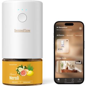 Essential Oil Diffuser for Home, Smart Waterless Aromatherapy Diffuser SF101S Pro, Plug in Room Scent with Timer & 120-Day Natural Aroma Free 30ml Neroli(Golden Yellow)
