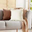 KKJIAF Ruffle Pillow Cases 26x26 Inches, Beige Square Ruffled Pillow Covers Set of 2, Microfiber Wrinkle Resistant Pillow Shams with Envelope Closure for Sofa Bed Living Room