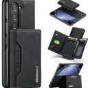 Wallet Case for Samsung Galaxy Z Fold 6, DG.MING Premium Leather Back Cover Shockproof Protective Phone Case Magnetic Detachable with Trifold Wallet Card Holder Pocket (Black)