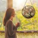 Stained Glass Window Hanging Suncatcher Tree Stained Glass Panel, Decorative Window Sun Catcher for Home,Stained Glass Art Ornament Gifts for Mom, Grandma, Housewarming (7.8 in)