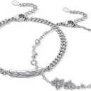 A Pair Of Valentine's Day Bracelets, Silver Flower Men's And Women's Couple's Bracelets, Suitable For Women New Year Jewelry Bracelet