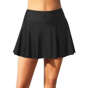 Tempt Me Women High Waisted Swim Skirt Swimsuit Skirted Bottom Athletic Bathing Suit Skirt with Panty, Size L