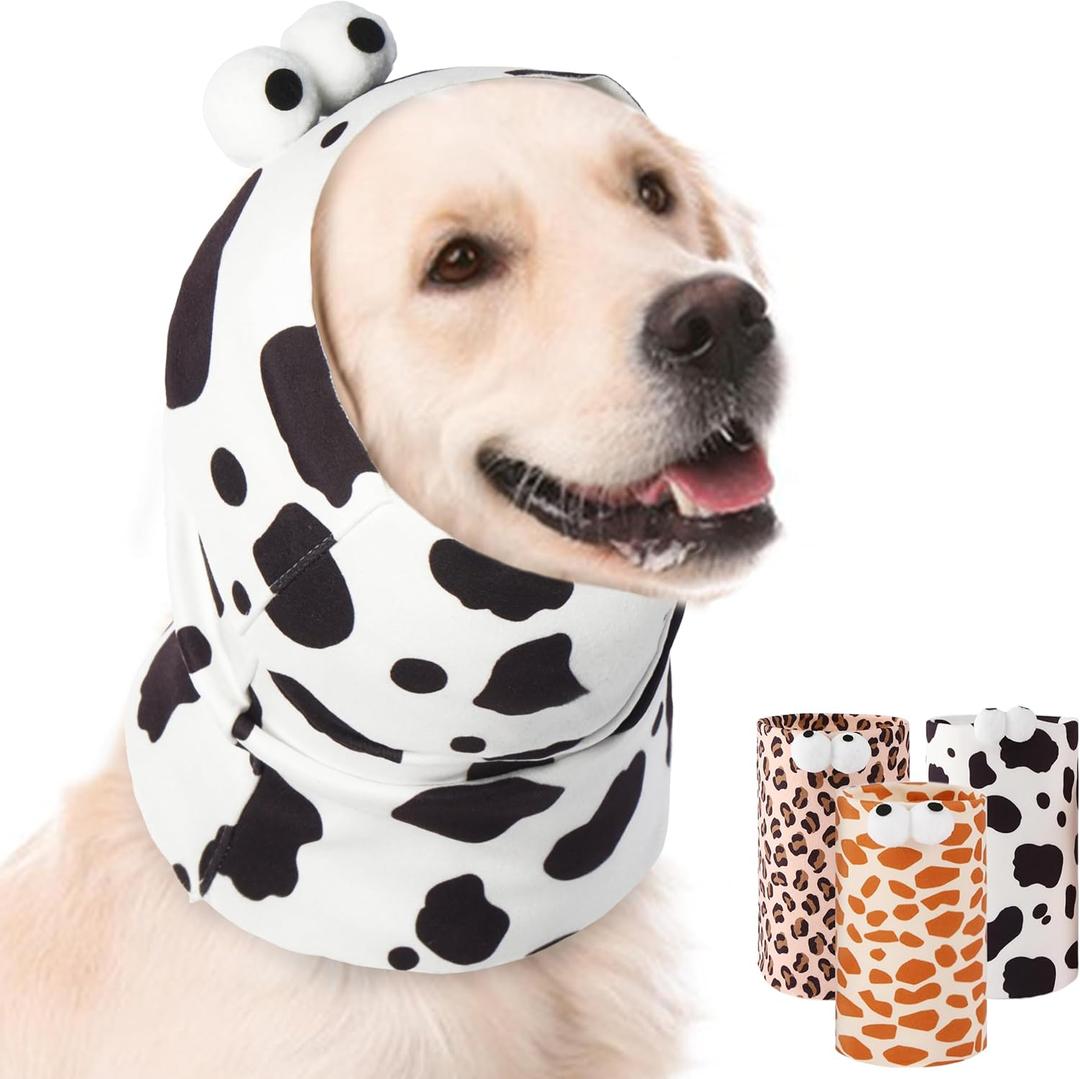 PUMYPOREITY Dog Calming Hoodie, No Shake Dog Ear Cover for Anxiety Relief, Ear Muffs for Hematoma, Noise Canceling for Grooming and Force Drying, Comfort Hoodie for Anxiety (Large, White)