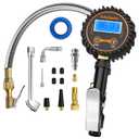 Digital Tire Pressure Gauge with Inflator, 250 PSI Heavy Duty Air Chuck Air Compressor Attachments, Improved Leaks Protection & Stainless Braided Hose Tire Gauge, 0.1 Display Resolution (Standard)
