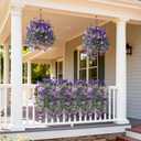 2 x Artificial Flowers for Outdoors Faux Hanging Plants Spring Summer Decoration, 2 Pcs Fake Silk Floral Realistic Outside Flowers UV Resistant No Fade for Planter Pot Porch Patio Window Yard Decor
