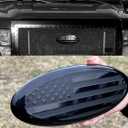 3 x 9 inch Front Grille Tailgate Rear American Black Flag Emblem 9"X3.5" Oval Decal Badge Nameplate for F150, F250, F350, Range (9", Black)