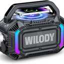 Wilody Speakers Bluetooth Wireless, 100W Loud Outdoor Speaker with Bass, IPX7 Waterproof Floatable, 20H Playtime, Wireless Charge, TWS, RGB Light, Portable Speaker for Work, Garage, Outdoor (Black)