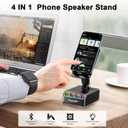 Adjustable Cell Phone Stand with Wireless Induction Bluetooth Speaker, HD Surround Sound & RGB Rhythm Lights, Foldable Portable Stand for Desk, Kitchen Counter, Home Office, Gift for Men Women Dad Mom