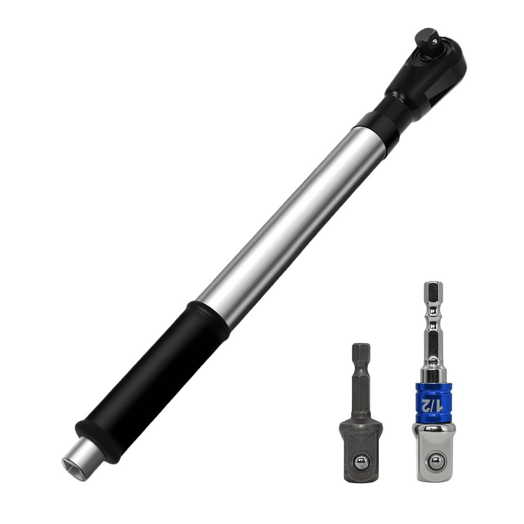 1/2" Offset Extension Wrench Impact,3-in-1 Manual/Electric/Pneumatic Impact Extension Ratchet for Narrow Spaces,With two electric brick adapters