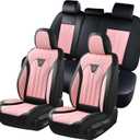 FLORICH Leather Seat Covers, Car Seat Covers Full Set, Car Seat Protectors 5 Seats, Pink Driver Seat Covers Fit for Most Cars Trucks SUV