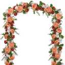 2 Pack Artificial Peony Flower Garland - 6ft Silk Peony Garland Flower Vine Silk Roses Flowers for Wedding Arch Party Table Decor (Orange)