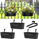 3 Pack Railing Planter, 17 Inch Hanging Planters for Outdoor Plants, Metal Fence Planters, Balcony Planter with Detachable Hooks Drainage Holes for Garden Yard Home Countryside Decor