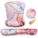 Wrist Rest Support Ergonomic Gel Mouse Pad & Memory Foam Keyboard Set Non-Slip Rubber PU Base Easy Typing and Relieve Wrist Pain Mouse Mat for Computer Office - Pink Marble