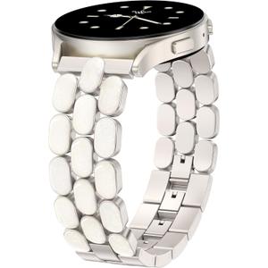 Wearlizer Metal Bracelet Compatible with Samsung Galaxy Watch 7 Band 6 5 4 Active 2 FE 40mm 44mm/Watch 6 4 Classic/5 Pro/3, 20mm Enamel Dressy Stainless Steel Strap for Samsung Watch Bands Women (Starlight/Iridescent)