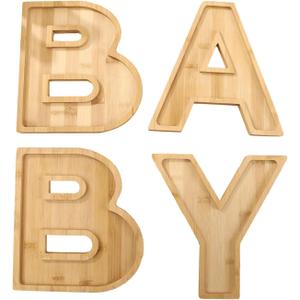 DADEA 3/4 Pcs Charcuterie Letters Fillable, Wood Number Charcuterie Board Box, Stylish Fillable Letters for Food, Charcuterie Numbers, Charcuterie Boards, Charcuterie Tray (BABY)
