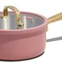 CAROTE 2Qt Stainless Steel Saucepan, Non-Toxic Cookware with Lids, Outer Ceramic Layer, Small Cooking Pot, Even Heating, Fits All Stoves, Oven & Dishwasher Safe, Pink
